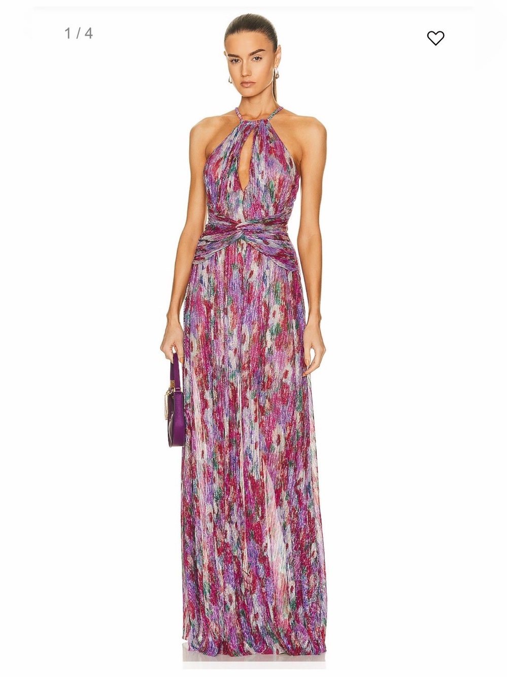 PatBO Multicolor Pink Purple Patterned Halter Maxi Dress